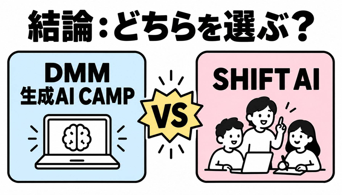 結論｜DMM 生成AI CAMP と SHIFT AI はこう選び分ける